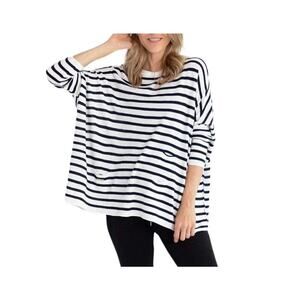 Mersea Catalina Travel Sweater Navy & White  One Size Light weight Oversize fit